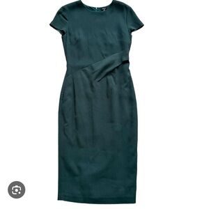 Raoul Dark Green Midi Shift Dress with Leather Belt - Size 8